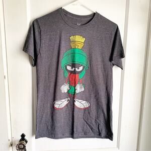 Looney Tunes Marvin the Martian Cartoon T-Shirt Graphic Tee Gray Size Medium